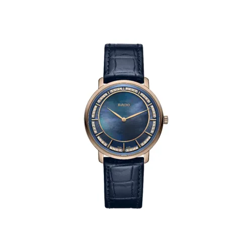 RADO DiaMaster Collection Кварцевый механизм Женские часы 37,8 мм Синий циферблат Кожаный ремешок