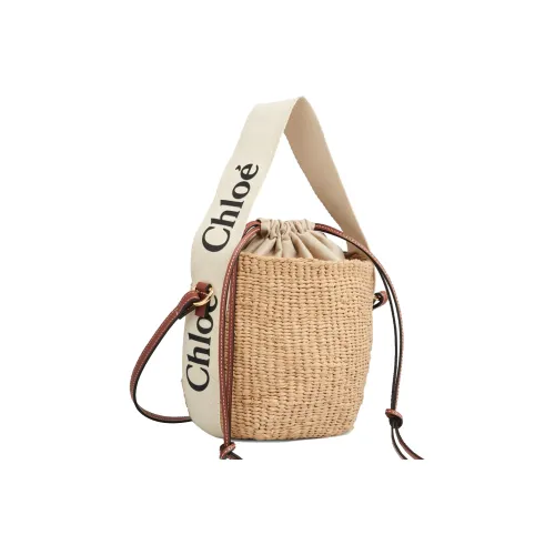 Chloe Woody Кожа Корзина Сумка Сумка через плечо Сумка Маленькая Женская Коричневая