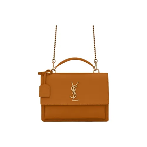 SAINT LAURENT Sunset Smooth Leather Sunset Bag Single Shoulder Handbag Crossbody Bag Medium Women's Cork Color