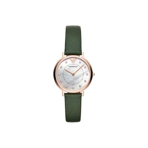 EMPORIO ARMANI Gypsophila Collection Women's Watch Кварцевый механизм Кожаный ремешок Серебристый циферблат