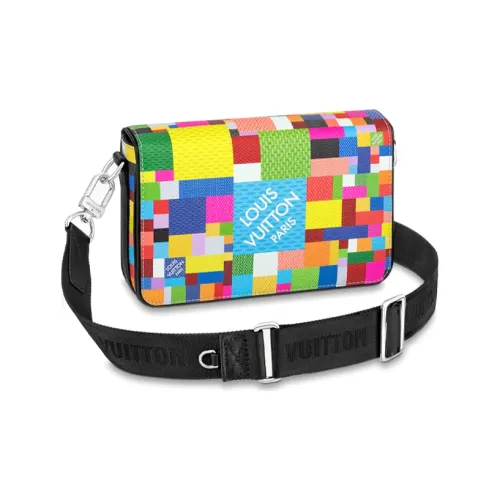 LOUIS VUITTON Воловья кожа Пэчворк Холст Курьерская сумка Сумка через плечо Стандартная Мужская Многоцветная