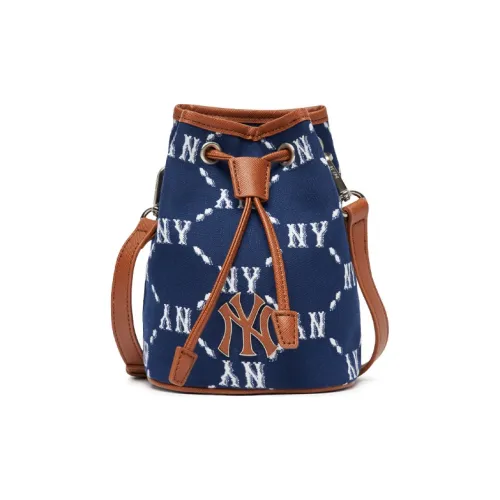 MLB MONOGRAM Коллекция Полиэстер Синтетическая кожа Ведрообразная сумка Сумка через плечо Банка Мини Унисекс Синий