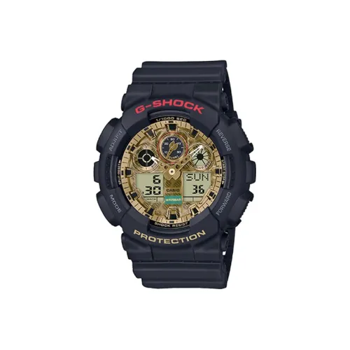 CASIO G SHOCK Collection Кварцевый механизм Смольный ремешок Часы Мужские Золотистый циферблат