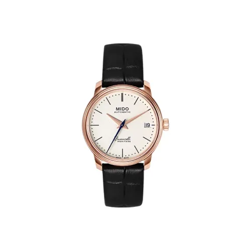 MIDO Baroncelli Автоматический Механический Механизм Женские Часы 33 мм Белый Циферблат Корпус из Нержавеющей Стали Кожаный Ремешок