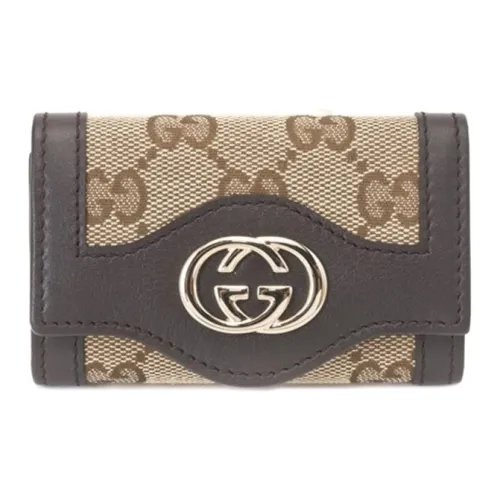 GUCCI Canvas Key Pouch Женские Эбеновое дерево Коричневый