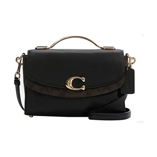 COACH Celia Кожа Маленькая Квадратная Сумка Сумка Сумка через плечо Сумка через плечо Средний Женская Черная Коричневая