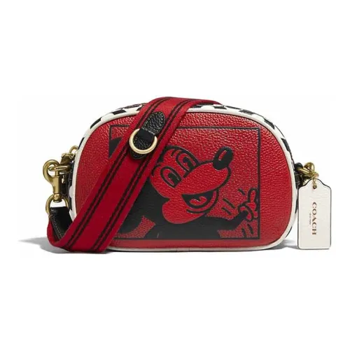 COACH Disney X Keith Haring Коллаборация Camera Кожа Camera Сумка Сумка через плечо Маленькая Женская Красная