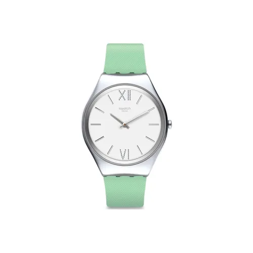 SWATCH Skin Irony Collection Кварцевый механизм Женские часы 38 мм Белый циферблат Корпус из нержавеющей стали Силиконовый ремешок