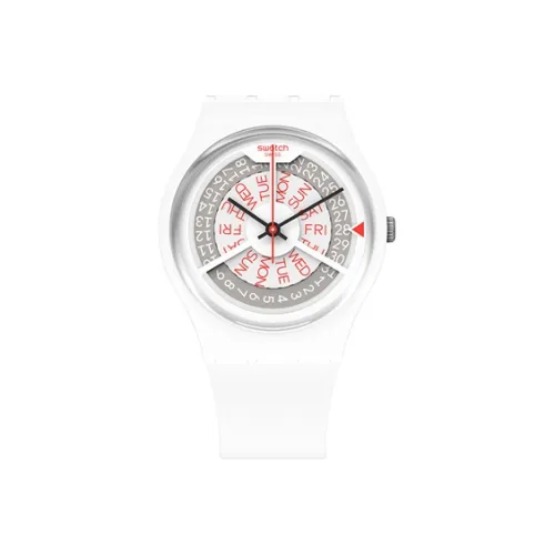 SWATCH GENT Collection Кварцевый механизм Унисекс Часы 34*39,2 мм Белый циферблат Пластиковый корпус Часы Силиконовый ремешок