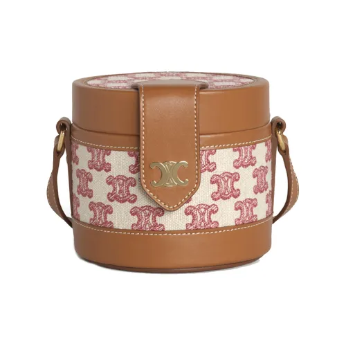 CELINE Tambour Ткань Сумка через плечо Маленькая Женская Винтажная Розовая Красная