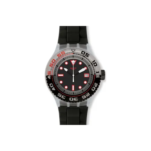 SWATCH SCUBA LIBRE Collection Кварцевый механизм Унисекс Часы 44 мм Черный циферблат Пластиковый корпус Часы Силиконовый ремешок