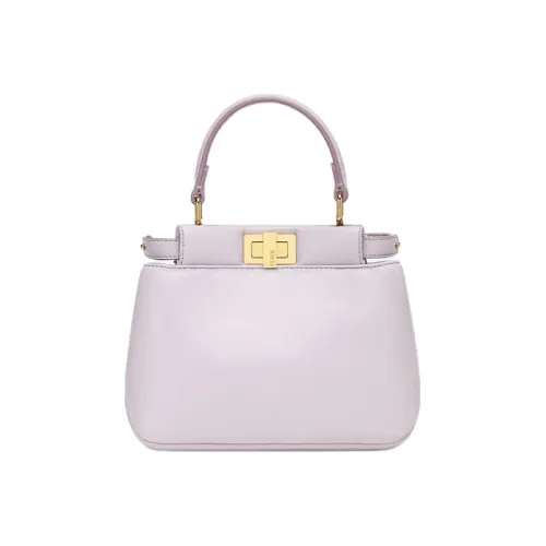 FENDI Peekaboo Напп Кожа Сумка через плечо Сумка Женская Светло-фиолетовая Конфетная