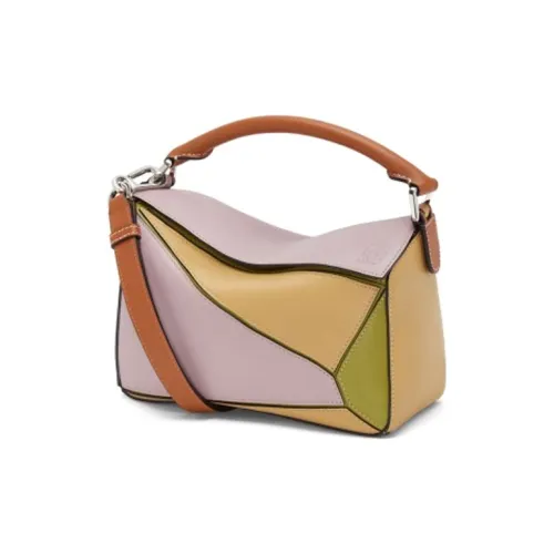 LOEWE Пазл Телячья кожа Сумка Сумка через плечо Сумка через плечо Маленькая Женская Светло-фиолетовая и Золотая