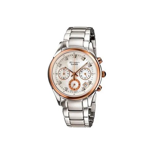 CASIO SHEEN Кварцевый механизм нержавеющая сталь ремешок женские часы белый циферблат