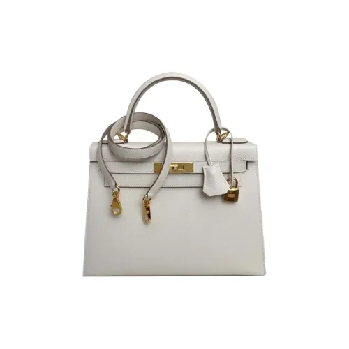 HERMES Kelly Сумка из коровьей кожи Kelly Сумка через плечо Сумка для женщин Цвет молочный белый