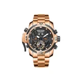 RGA3532-Розовый корпус, черный циферблат, апельсиновые стрелки, стальной браслет