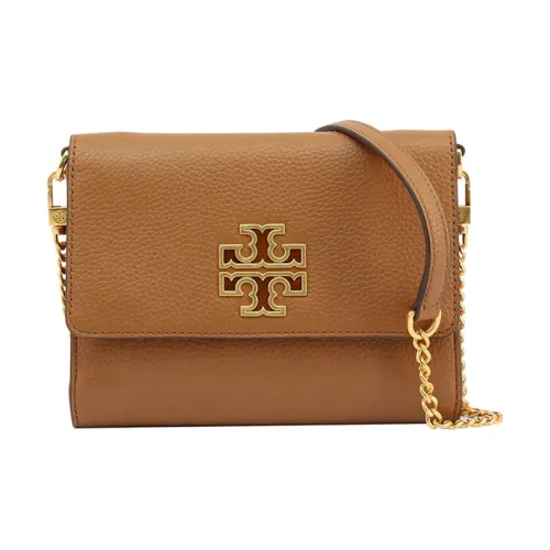 TORY BURCH Britten Кожа Сумка через плечо Сумка на плечо Маленькая Женская Коричневая