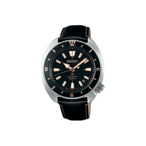 SEIKO Prospe Collection Автоматический Механический Механизм Коровья Кожа Ремешок Часы Мужские Черный Циферблат