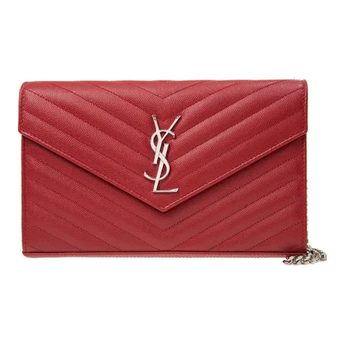 SAINT LAURENT Париж С рельефом Тисненый Коровья кожа Цепочка Кошелек Сумки через плечо Сумка на плечо Женская Купидон Красный
