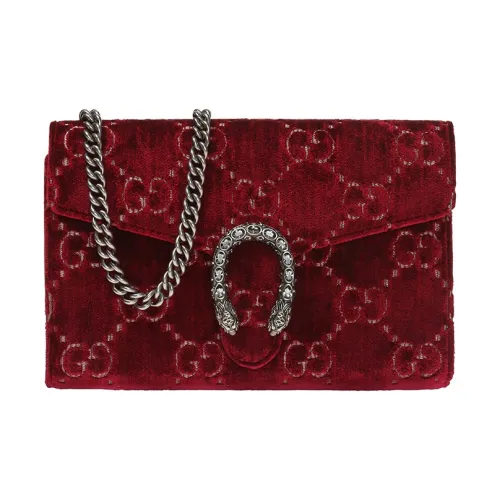 GUCCI Dionysus Вельвет Цепь Кошелек Сумка через плечо Сумка на плечо Мини Женский Бордовый