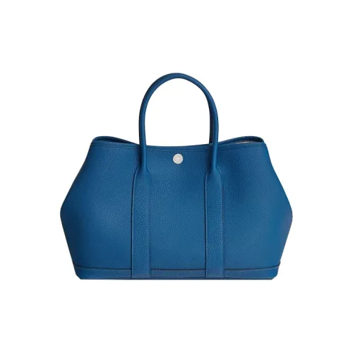 HERMES Garden Party Negonda Кожа Сумка 30 Женские 71 BLEU Франция Французский синий