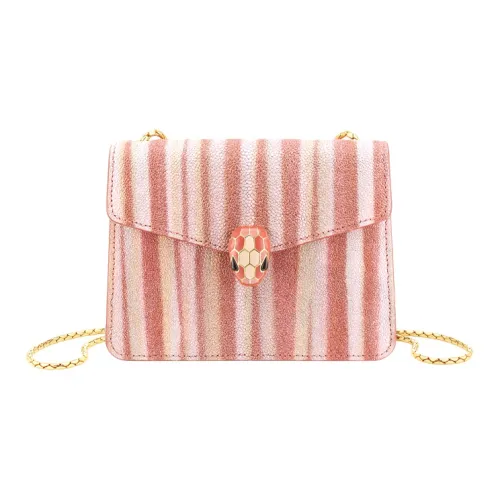 BVLGARI Serpenti Forever Сумка через плечо из коровьей кожи Маленькая Женская Персиковый цвет