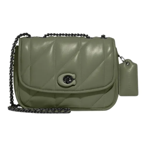 COACH Pillow Напп Кожа Сумка через плечо Средняя Женская Армейский зеленый
