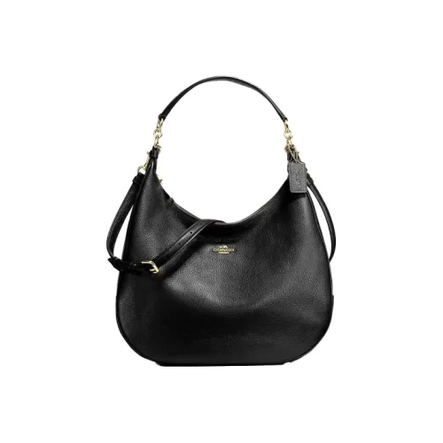 COACH Харлей Пескоструйная Кожа Большая Емкость Портативная Одно Плечо Через Плечо Сумка на Плечо Большая Женская Черная