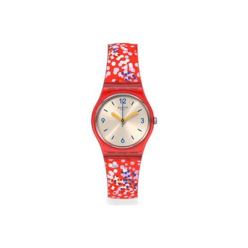 Swatch Quartz Механизм Женские часы 25 мм Серебристый циферблат Пластиковый корпус Часы с силиконовым ремешком LR136