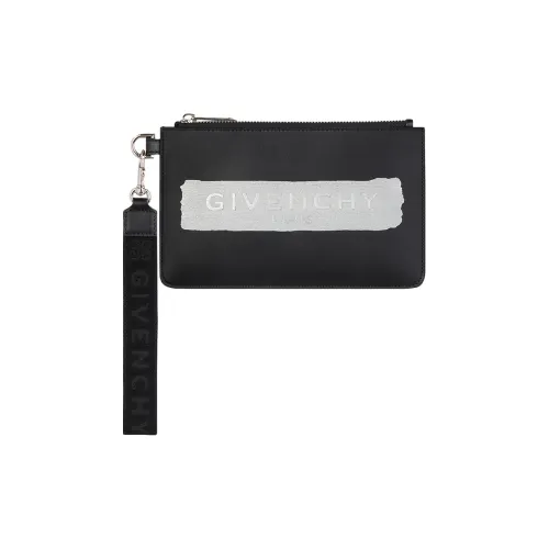 Givenchy Коровья кожа Клатч Сумка на молнии Мини Мужской Черный Серебристый Многоцветный