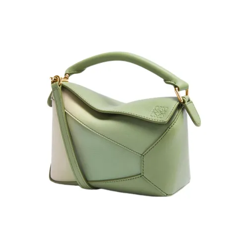LOEWE Пазл Наппа Телячья кожа Сумка через плечо Мини Женские Зеленый Овсяный