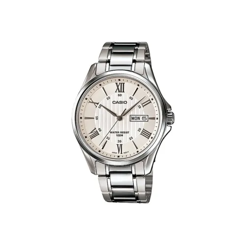 CASIO Standard Series DRESS Collection Кварцевый механизм Нержавеющая сталь Ремешок Часы Мужские Серебристый циферблат