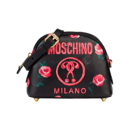 MOSCHINO Сумка через плечо из коровьей кожи маленькая женская черная розовая