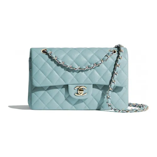 CHANEL Classic Flap CF Коровья кожа Сумка с клапаном Сумка через плечо Женская Циановый