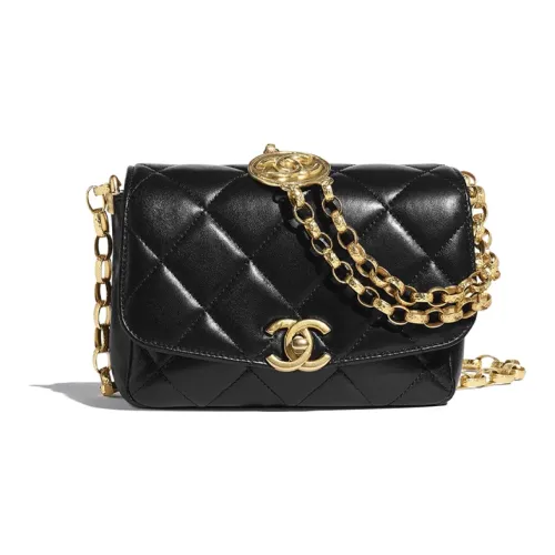 CHANEL Sheepskin Coin Bag Makeup Bag Flap Bag Shoulder Bag Women's Black CHANEL Овчина Монетница Сумка Косметичка Сумка с клапаном Сумка через плечо Женская Черная