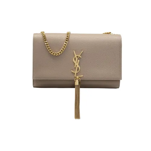 SAINT LAURENT Kate с рельефной тиснёной кожей бахрома сумка через плечо сумка на плечо средний размер женский бежевый