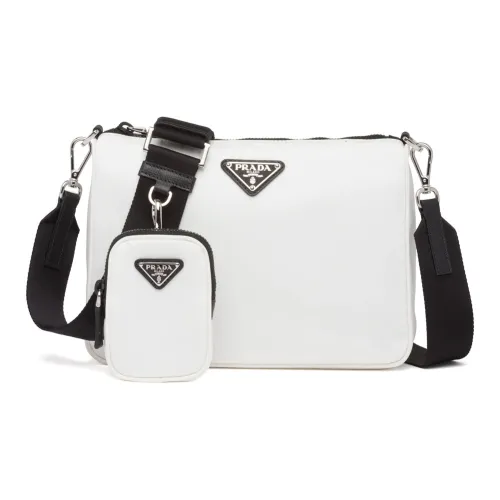PRADA Сумка через плечо из нейлона с кожей Saffiano мужская белая