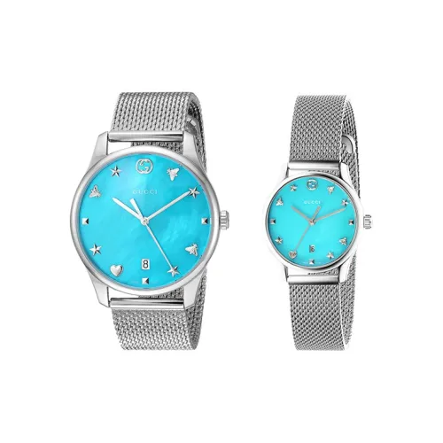 GUCCI G Timeless Collection Часы Кварцевый механизм Нержавеющая сталь Ремешок 29 мм Синий циферблат Унисекс YA1264039+YA126582