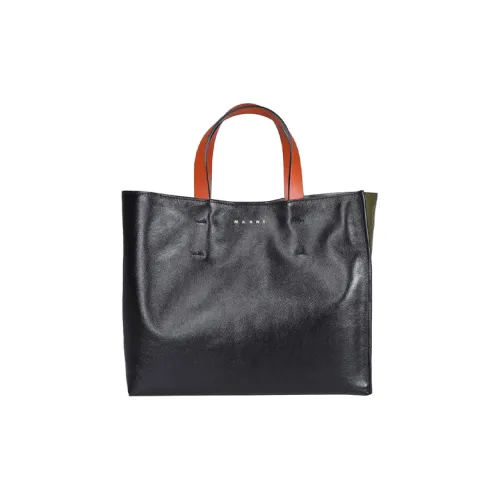 MARNI Телячья кожа Тоут Сумка Сумка для покупок Сумка на плечо Сумка Обычная Женская Черная Оранжевая