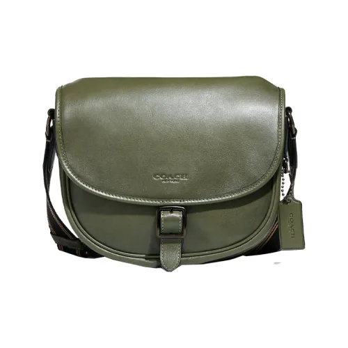 COACH Hitch Телячья кожа Сумка через плечо Средняя Женская Камео Коричневый Зеленый