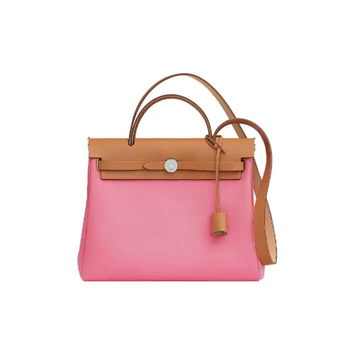 HERMES Herbag Zip Retourne Canvas Коровья кожа Сумка через плечо Сумка через плечо Женская AJ Розовый