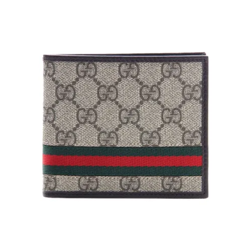 GUCCI Canvas с кожаными вставками кошелек мужской цвет эбеновое дерево и коричневый
