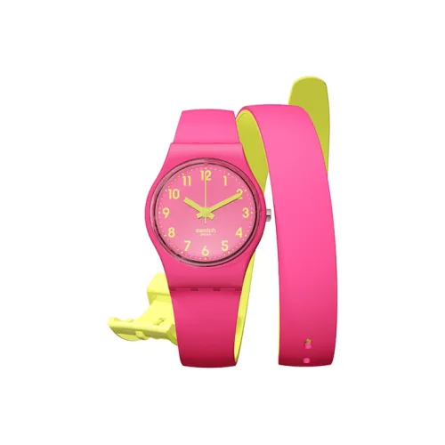 SWATCH ORIGINALS Collection Кварцевый механизм Женские часы 25 мм Розовый циферблат Часы Пластиковый корпус Часы Силиконовый ремешок
