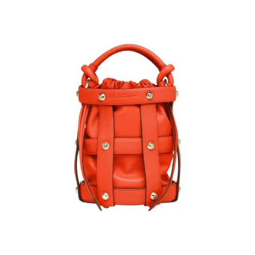 FERRAGAMO Cage Sheepskin Bucket Bag Crossbody Bag Handbag Women's Orange FERRAGAMO Cage Овчина Ведро Сумка Сумка через плечо Сумка Женская Оранжевая