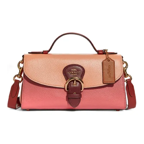 COACH Kleo Кожа Одно плечо Ручная сумка Сумка через плечо Средняя Женская Нежно-розовый Румяно-розовый Фуксия Многоцветный
