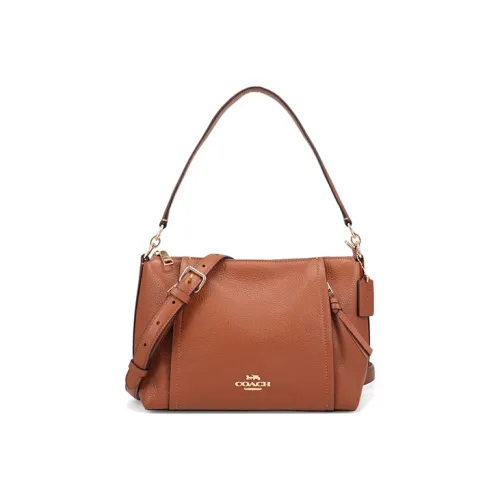 COACH Marlon Пескоструйная кожа Сумка через плечо Сумка на плечо Большая Женская Красная Коричневая