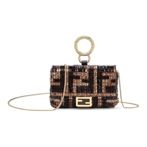FENDI Baguette Коровья кожа Монетница Сумка Baguette Сумка через плечо Сумка на плечо Женская Коричневая