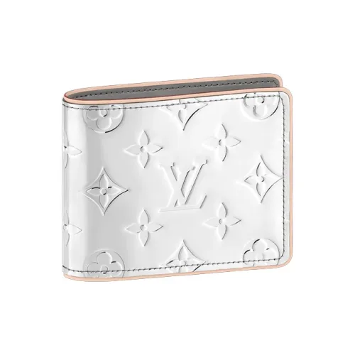 LOUIS VUITTON Slender Покрытый холст Держатель для карт кошелек Мужской Серебряный