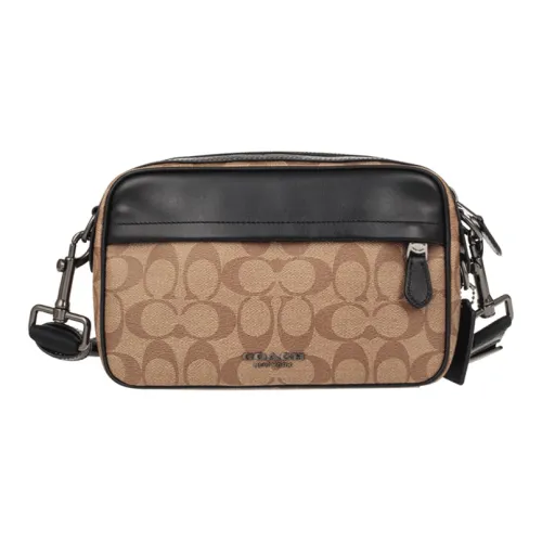 Coach Graham Коровья кожа Camera Сумка Сумка через плечо Средний Мужской Черный Хаки Коричневый Монограмма