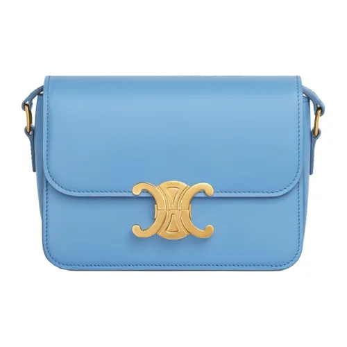 CELINE Блестящая сумка из коровьей кожи на плечо через плечо сумка сумка через плечо женская цвет небесно-голубой